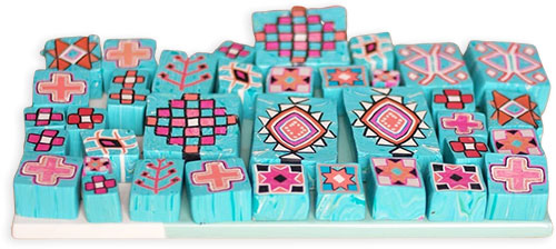 Cecile Bos turns little canes into repeating patterns on PolymerClayDaily.com Cecile Bos turns little canes into repeating patterns on PolymerClayDaily.com