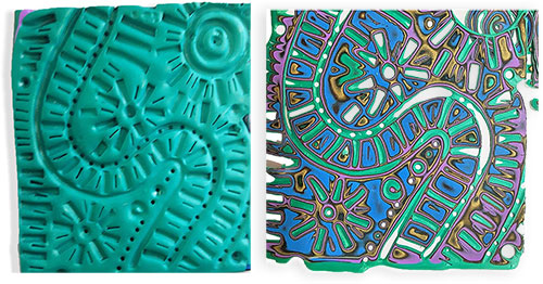 Kay Burns discovers mokume gane in a Carol Simmons workshop on PolymerClayDaily.com Kay Burns discovers mokume gane in a Carol Simmons workshop on PolymerClayDaily.com