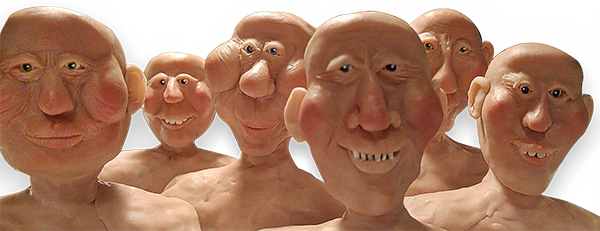 Keven Carlton's santas in process. On polymerclaydaily.com Carlton on PCDaily