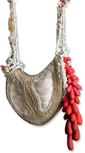 Dixie Darling's embroidered polymer and fiber pendant
