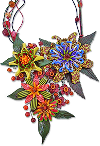 Heggland's tropical flower polymer necklace