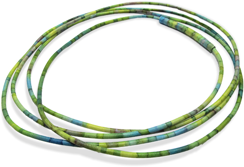 Kathrin Neumaier's soft strings polymer necklace colored with inks on PolymerClayDaily.com Neumaier on PCDaily