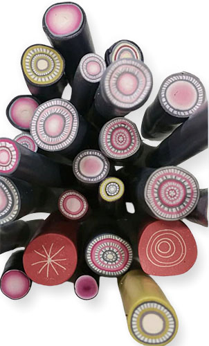Dayl Goulsbra-Jones makes a stash of soothing pink canes on PolymerClayDaily.com Dayl Goulsbra-Jones makes a stash of soothing pink canes on PolymerClayDaily