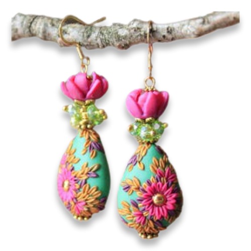 Rachana Saurabh's folkart in jewelry and painting on PolymerClayDaily.com Rachana Saurabh's folkart in jewelry and painting on PolymerClayDaily.com