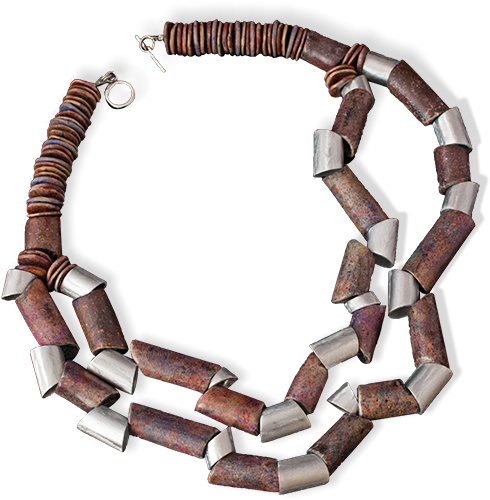 Jeanine van der Linde's big angular beads, aluminum and polymer