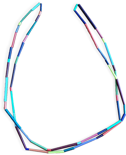 Genevieve Williamson's long thin polymer tubes are light and springy on PolymerClayDaily.com Williamson on PolymerClayDaily.com